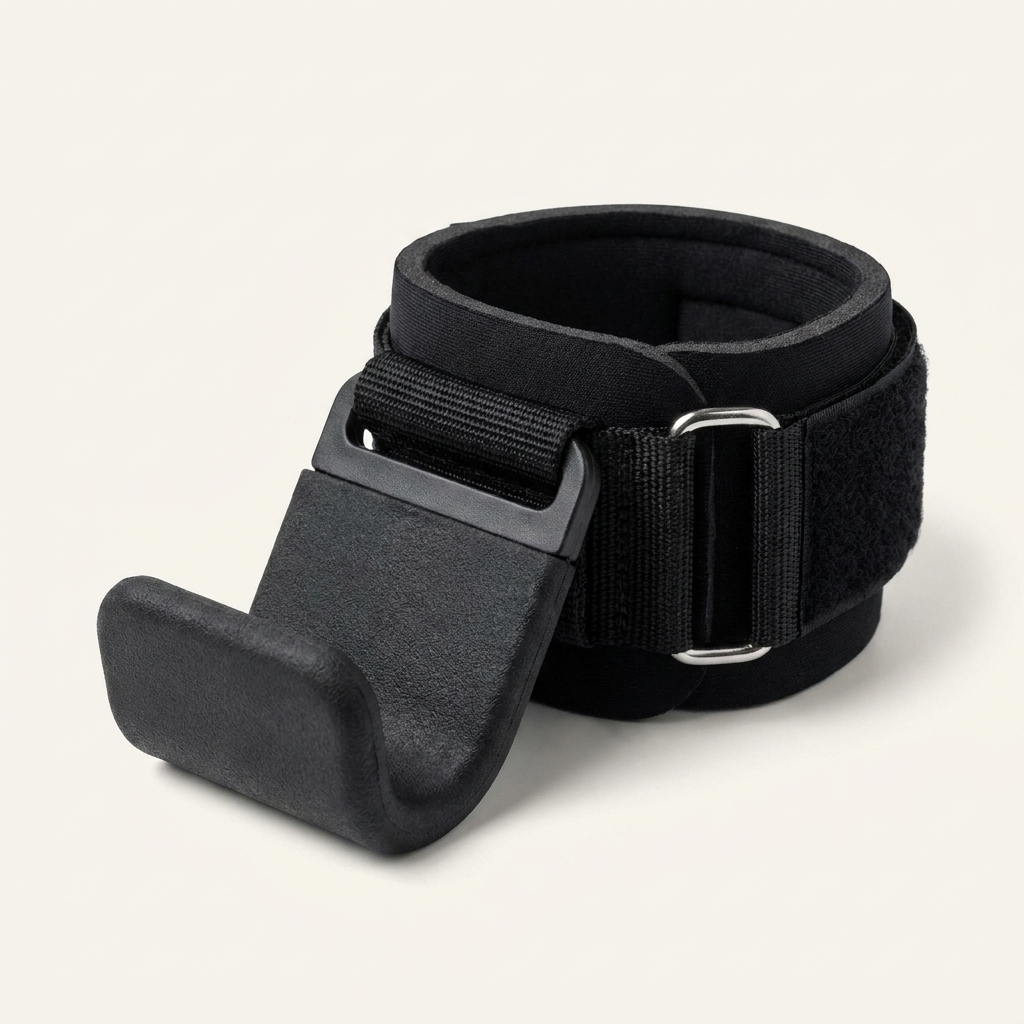 Hook Grips - steel lifting hook with padded wrist wrap, studio