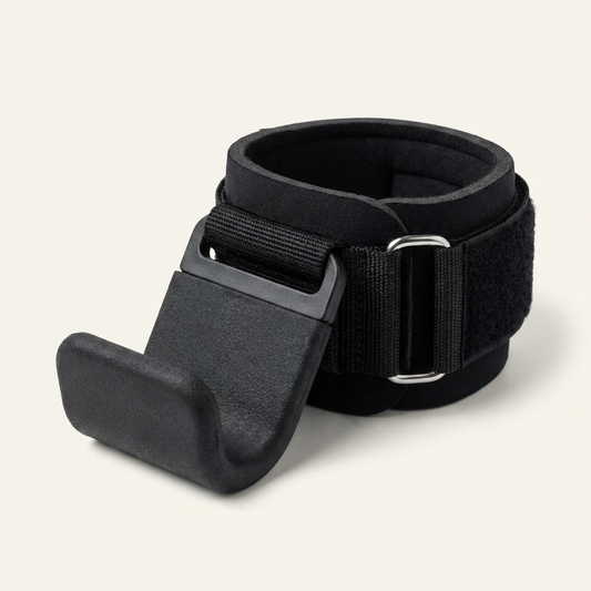 Hook Grips - steel lifting hook with padded wrist wrap, studio