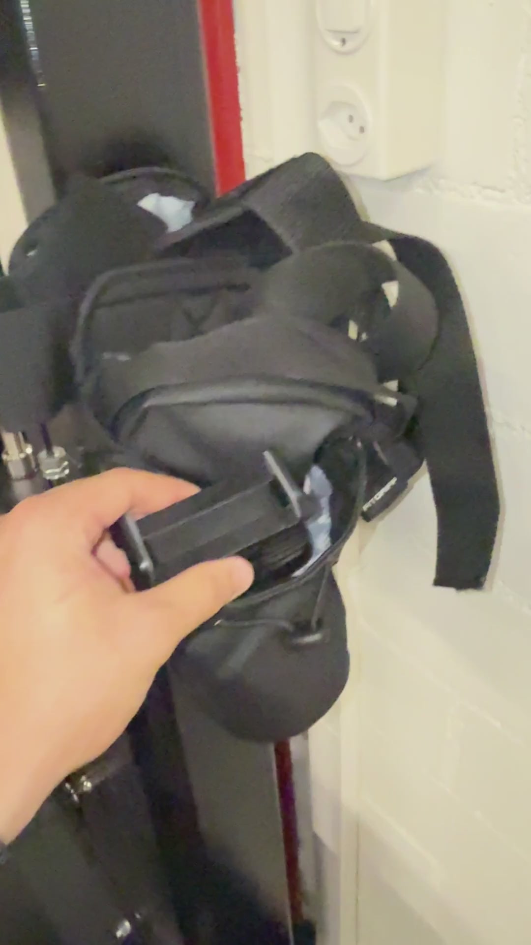The Mount clamped onto a machine upright, then the hands-free angle it films