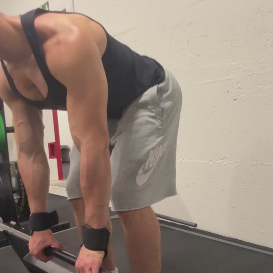 Strapping the Hook Grips onto the bar — real footage