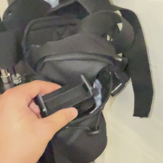 The Mount clamped onto a machine upright, then the hands-free angle it films